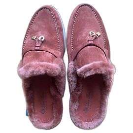 Mules Loro Piana Fourrure Corail Corail