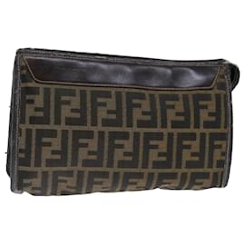 Fendi-FENDI Zucca Canvas Pochette Marron Auth yk11782-Marron