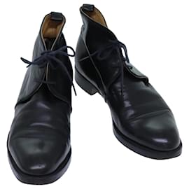 Hermès-HERMES Shoes Leather 35 1/2 Black Auth bs13664-Black