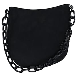 Prada-PRADA Chain Shoulder Bag Nylon Black Auth bs13646-Black
