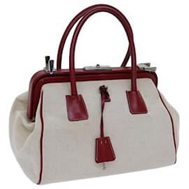 Prada-PRADA Hand Bag Canvas Beige Auth 71304-Beige