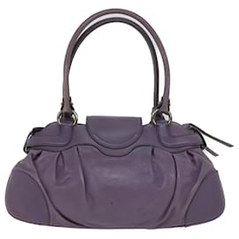 Salvatore Ferragamo-Salvatore Ferragamo Gancini Hand Bag Leather Purple Auth 70676-Purple