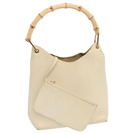 Gucci-GUCCI Bamboo Shoulder Bag Leather White 001 1553 1880 auth 71519-White