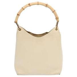 Gucci-GUCCI Bamboo Shoulder Bag Leather White 001 1553 1880 auth 71519-White
