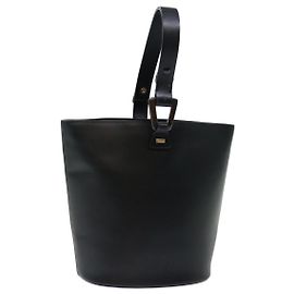 GUCCI Sac à main en cuir noir Auth 71508 Noir