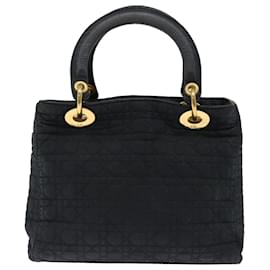 Christian Dior-Christian Dior Lady Dior Canage Hand Bag Nylon Black Auth ep3987-Black