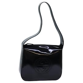 Gucci-GUCCI Interlocking Shoulder Bag Enamel Black Auth yk11730-Black