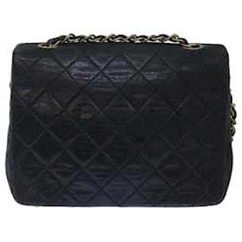 Chanel-CHANEL Matelasse Chain Shoulder Bag Lamb Skin Black CC Auth 71178A-Black