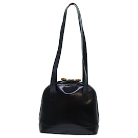 Gucci-GUCCI Bamboo Shoulder Bag Patent leather Black Auth ep3966-Black