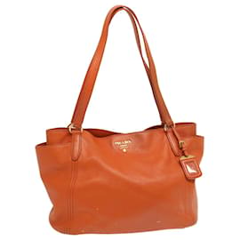 Prada-PRADA Tote Bag Leather Orange Auth ep3969-Orange