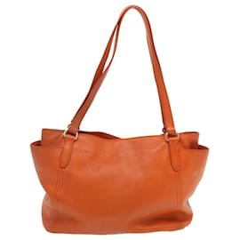 Prada-PRADA Tote Bag Leather Orange Auth ep3969-Orange