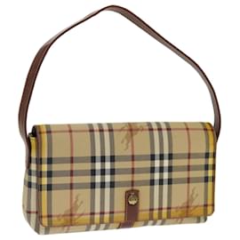 Burberry-BURBERRY Nova Check Shoulder Bag PVC Beige Brown Auth 70944-Brown,Beige