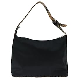 Burberry-BURBERRY Nova Check Blue Label Shoulder Bag Nylon Beige Black Auth bs13514-Black,Beige