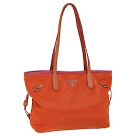Prada-PRADA Tote Bag Nylon Orange Auth 72024-Orange