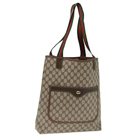 Gucci-GUCCI GG Canvas Web Sherry Line Tote Bag PVC Beige Green Red Auth mr130-Red,Beige,Green
