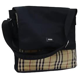 Burberry-BURBERRY Nova Check Shoulder Bag Canvas Beige Auth ac2923-Beige