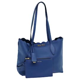 Miu Miu-Miu Miu Tote Bag Leather Blue Auth hk1226-Blue