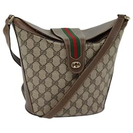 Gucci-GUCCI GG Supreme Web Sherry Line Shoulder Bag Beige Red 89 02 081 Auth ep3957-Red,Beige