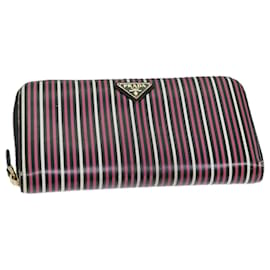 Prada-PRADA Long Wallet Leather Pink Black Auth 72018-Black,Pink