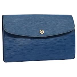 Louis Vuitton-LOUIS VUITTON Epi Montaigne 27 Clutch Bag Blue M52655 LV Auth ep4017-Blue
