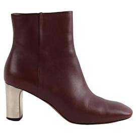 Céline-Leather boots-Dark red