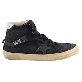 Golden Goose-Leather sneakers-Black