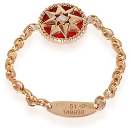 Dior-Dior Rose Des Vents Chain Ring With Red Lacquer & Diamond in 18kt rose gold-Other
