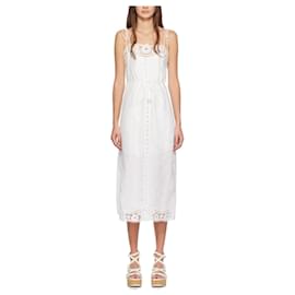 Zimmermann-Vestido midi de broderie Zimmermann August.-Blanco