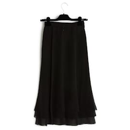 Chanel-Falda de seda negra Chanel Jupe de los años 90 FR34/36 US4/6-Negro