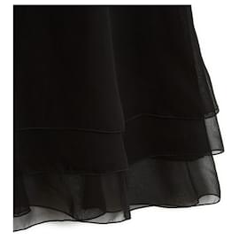 Chanel-1990s Chanel Jupe FR34/36 Black Silk Crepe Skirt US4/6-Noir