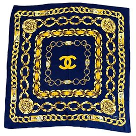 Chanel Cachecol de seda Azul