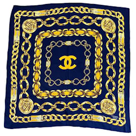 Chanel-Sciarpe di Seta-Blu
