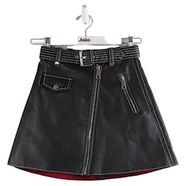 Maje-Leather Mini Skirt-Black