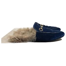 Gucci-GUCCI Ballerine T.Unione Europea 40 velluto-Blu