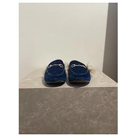 Gucci-GUCCI Flats T.eu 40 veludo-Azul