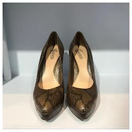 Gucci-GUCCI  Heels T.eu 39.5 Exotic leathers-Brown