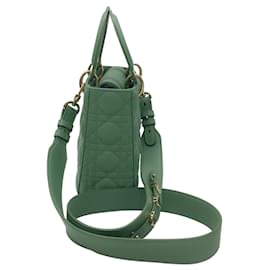 Autre Marque-Christian Dior Green Small Leather Lady Dior Handbag-Green