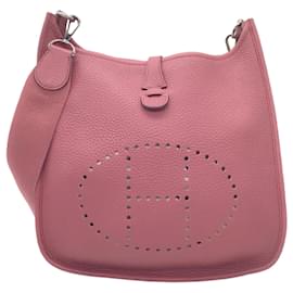 Autre Marque-Hermes Mauve Clemence Leather Grand Evelyne Handbag-Purple