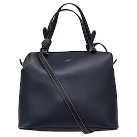 Autre Marque-Celine Navy Blue / Black Small Lambskin Leather Soft Cube Handbag-Blue