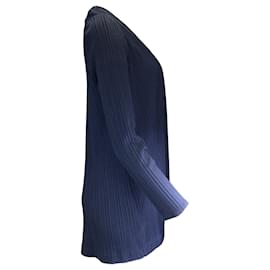 Autre Marque-St. Cardigan bleu marine à manches longues en tricot côtelé ouvert sur le devant John-Bleu