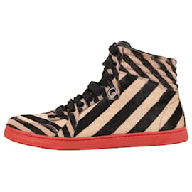 Gucci-Gucci Sneakers Oberteil aus Kalbshaar mit Zebramuster 353412-Mehrfarben