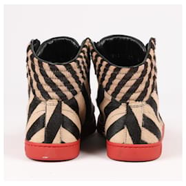 Gucci-Gucci Sneakers Top in cavallino con stampa zebrata 353412-Multicolore