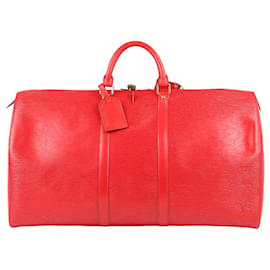 Louis Vuitton-Portaoggetti in pelle Epi Louis Vuitton 55 Borsa da viaggio rossa M42957-Rosso