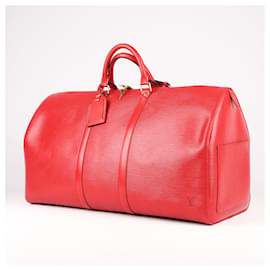 Louis Vuitton-Louis Vuitton Keepall en cuir épi 55 Sac de Voyage en Rouge M42957-Rouge