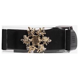 Moncler-Cintura nera con fiocchi di neve ingioiellati-Nero