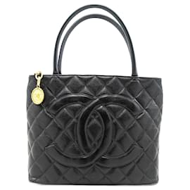 Chanel-Caviale medaglione nero vintage 1997 Shopping Tote-Nero
