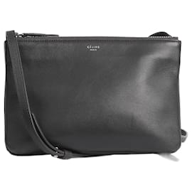 Céline-Dark grey Trio leather shoulder bag-Grey
