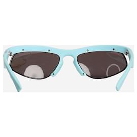 Bottega Veneta-Óculos de sol semi-armação azul claro-Azul