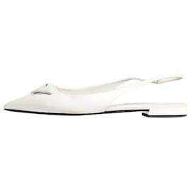 Prada-Chaussures plates à bride arrière en cuir blanc - taille EU 38-Blanc