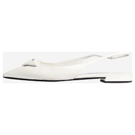 Prada-Sapatilhas de couro branco - tamanho UE 38-Branco